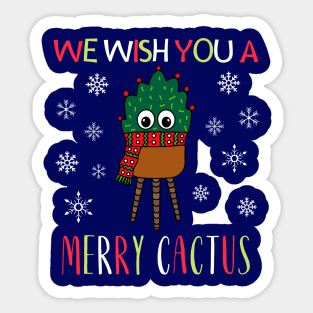 We Wish You A Merry Cactus - Christmas Cactus With Scarf Sticker